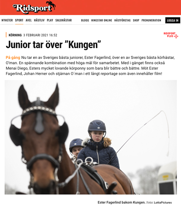 Ester Fagerlind i tidningen Ridsport